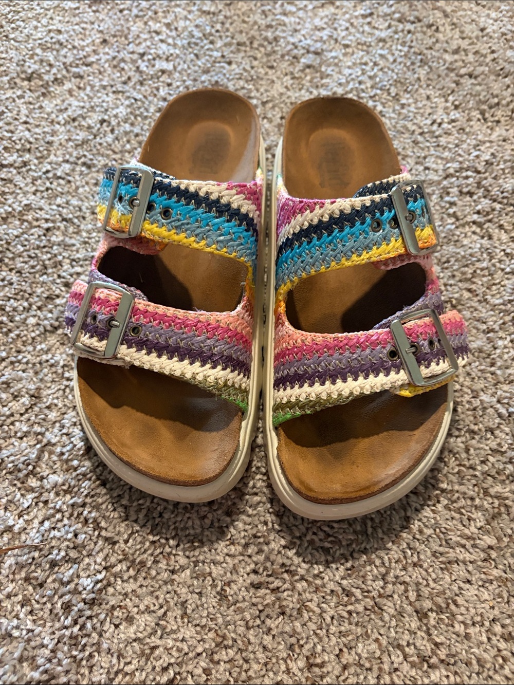 Women’s Multicolor Crochet Double-Buckle Sandals